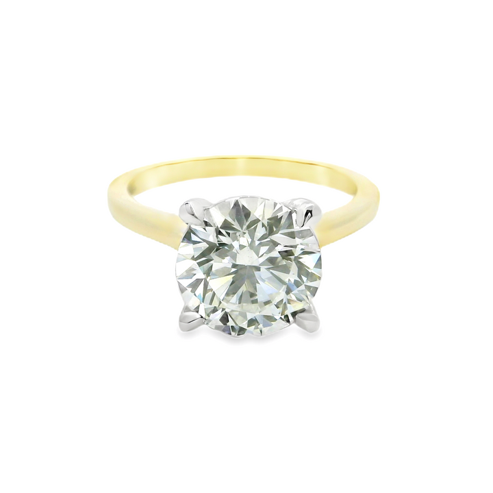 3 CT Round Lab Diamond Solitaire Engagement Ring in 14K Yellow Gold