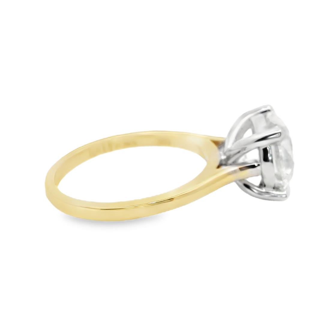 3 CT Round Lab Diamond Solitaire Engagement Ring in 14K Yellow Gold