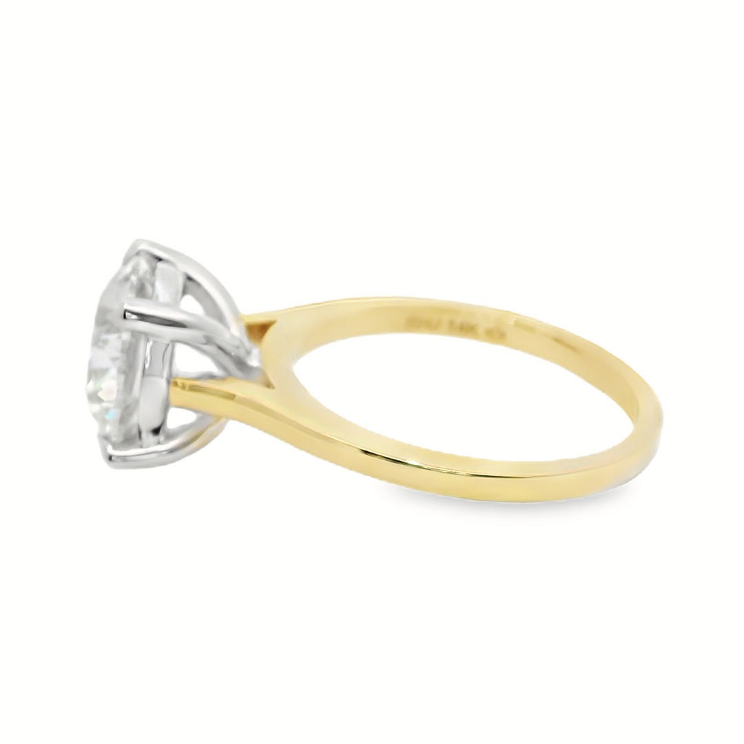 3 CT Round Lab Diamond Solitaire Engagement Ring in 14K Yellow Gold