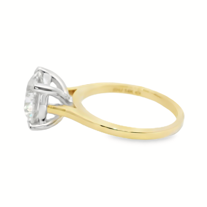 3 CT Round Lab Diamond Solitaire Engagement Ring in 14K Yellow Gold