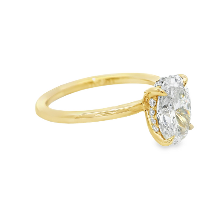 2.16 TCW Oval Lab Diamond Hidden Halo Engagement Ring in 14K Yellow Gold