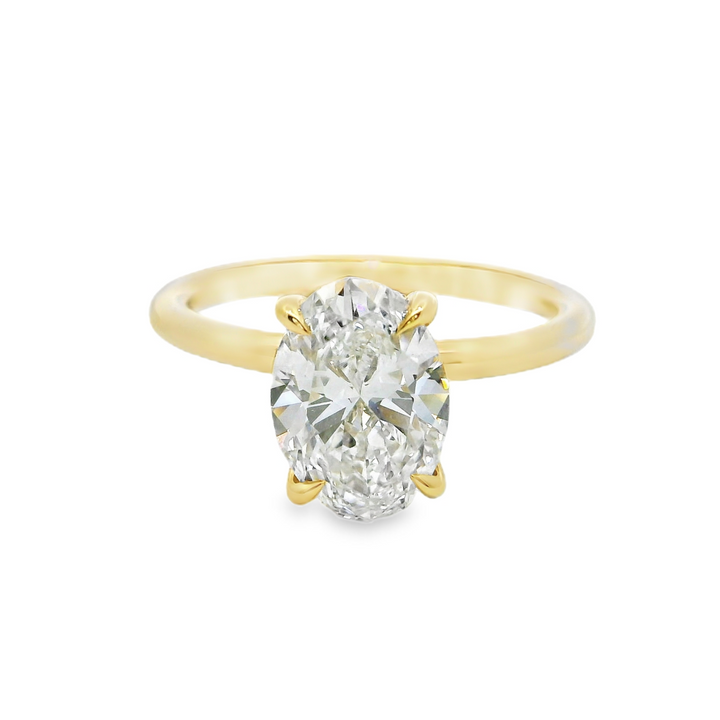 2.16 TCW Oval Lab Diamond Hidden Halo Engagement Ring in 14K Yellow Gold