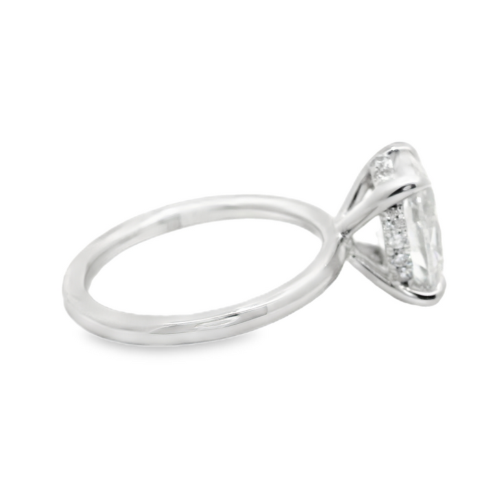 3.21 TCW Oval Lab Diamond Hidden Halo Engagement Ring in 14K White Gold