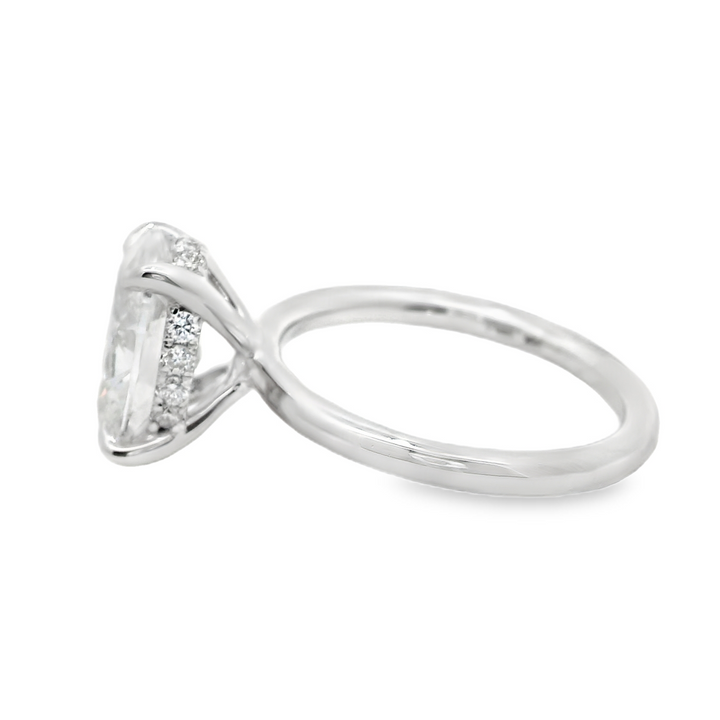 3.21 TCW Oval Lab Diamond Hidden Halo Engagement Ring in 14K White Gold