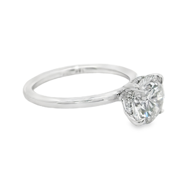 2.16 TCW Round Lab Diamond Hidden Halo Engagement Ring in 14K White Gold