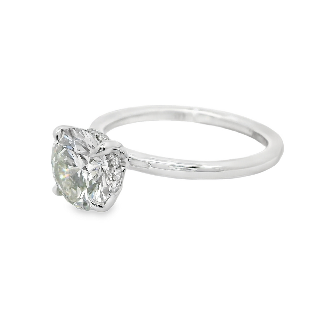 2.16 TCW Round Lab Diamond Hidden Halo Engagement Ring in 14K White Gold