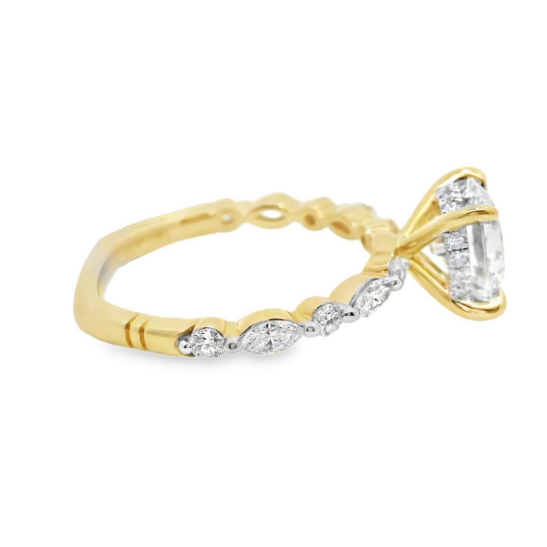 2.55 TCW Round Lab Diamond Stylish Engagement Ring in 14K Yellow Gold