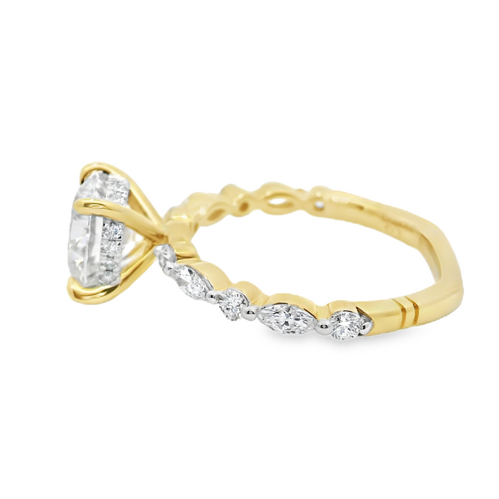 2.55 TCW Round Lab Diamond Stylish Engagement Ring in 14K Yellow Gold