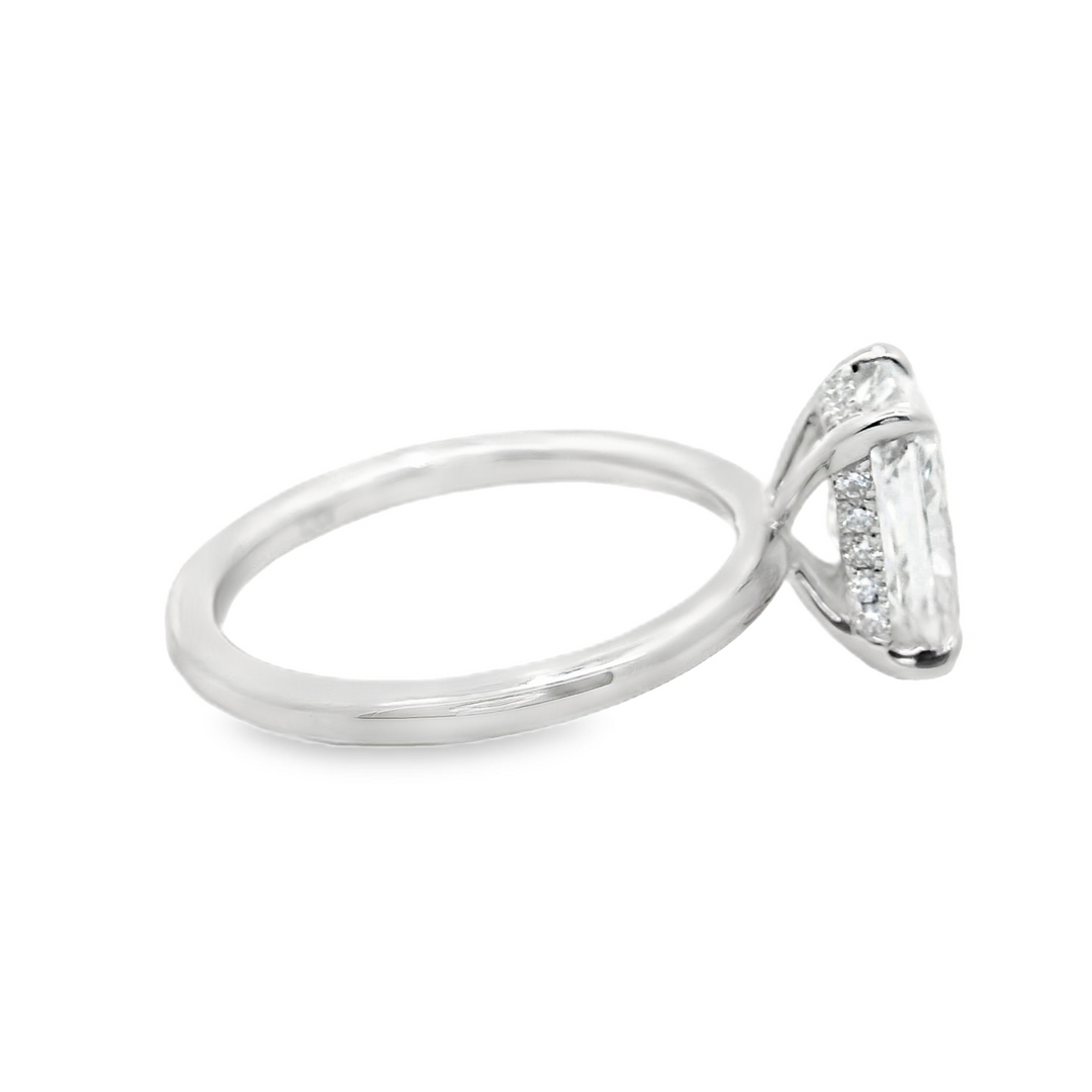 2.11 TCW Radiant Lab Diamond Hidden Halo Engagement Ring in 14K White Gold