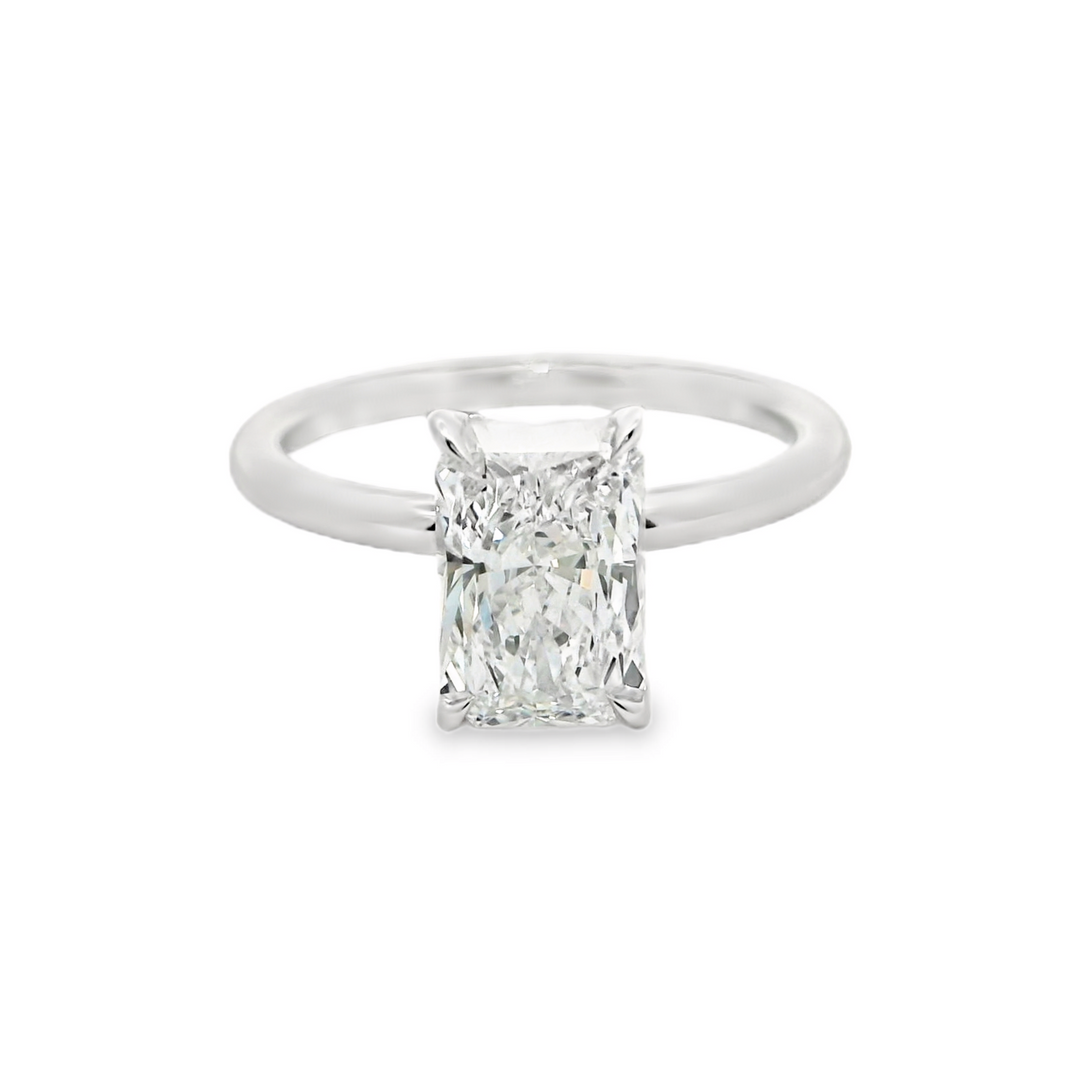 2.11 TCW Radiant Lab Diamond Hidden Halo Engagement Ring in 14K White Gold