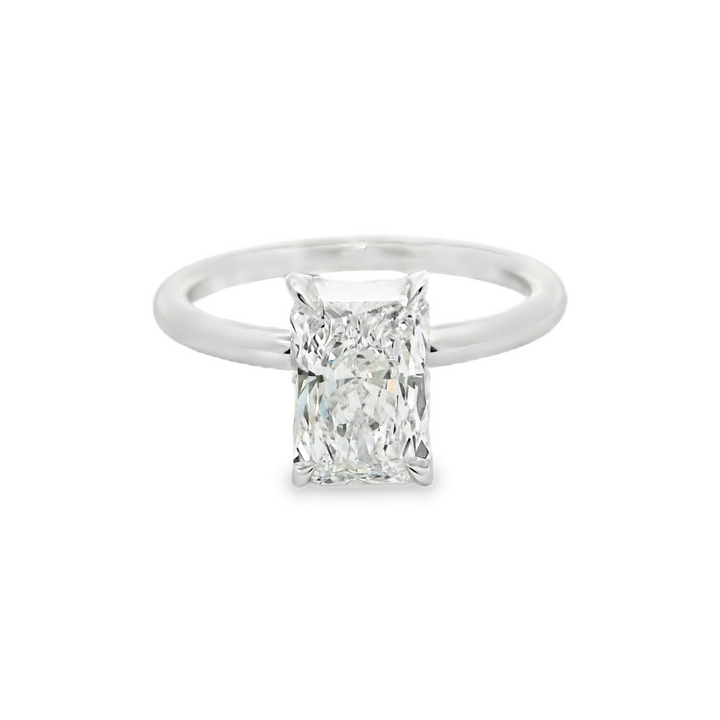 2.11 TCW Radiant Lab Diamond Hidden Halo Engagement Ring in 14K White Gold