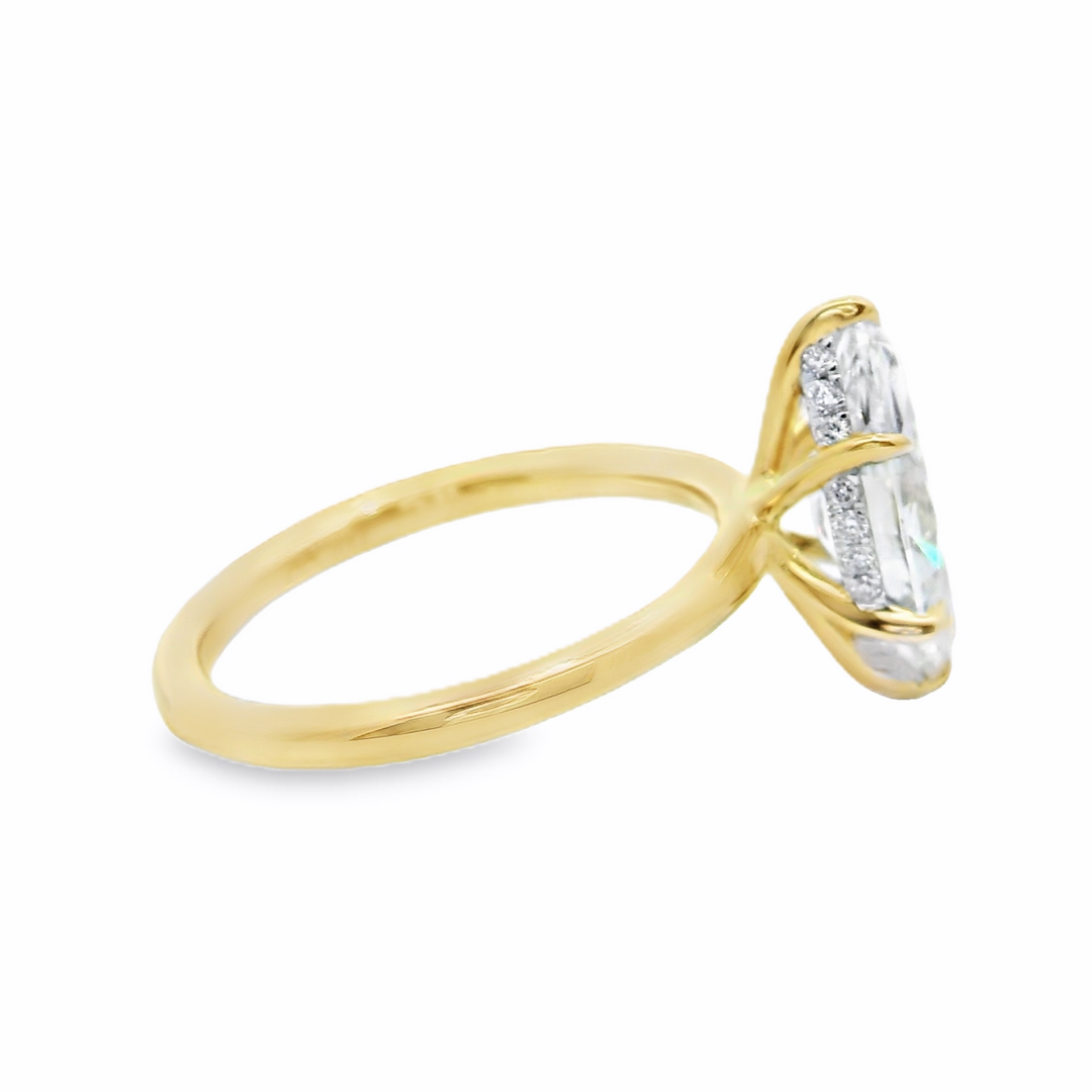 2.11 TCW Marquise Lab Diamond Hidden Halo Engagement Ring in 14K Yellow Gold