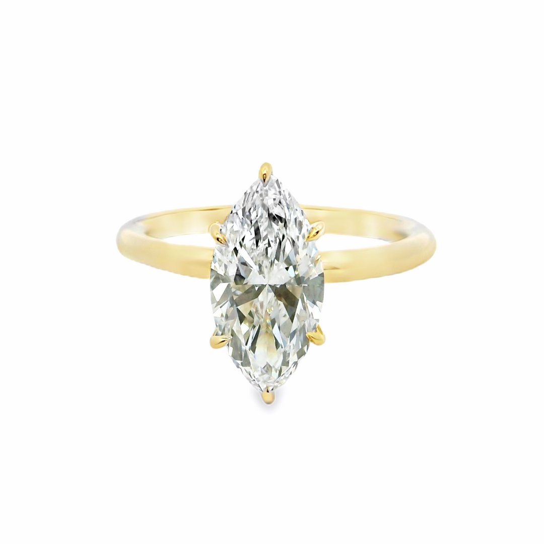 2.11 TCW Marquise Lab Diamond Hidden Halo Engagement Ring in 14K Yellow Gold