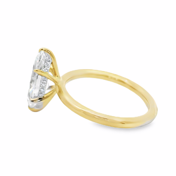 2.11 TCW Marquise Lab Diamond Hidden Halo Engagement Ring in 14K Yellow Gold