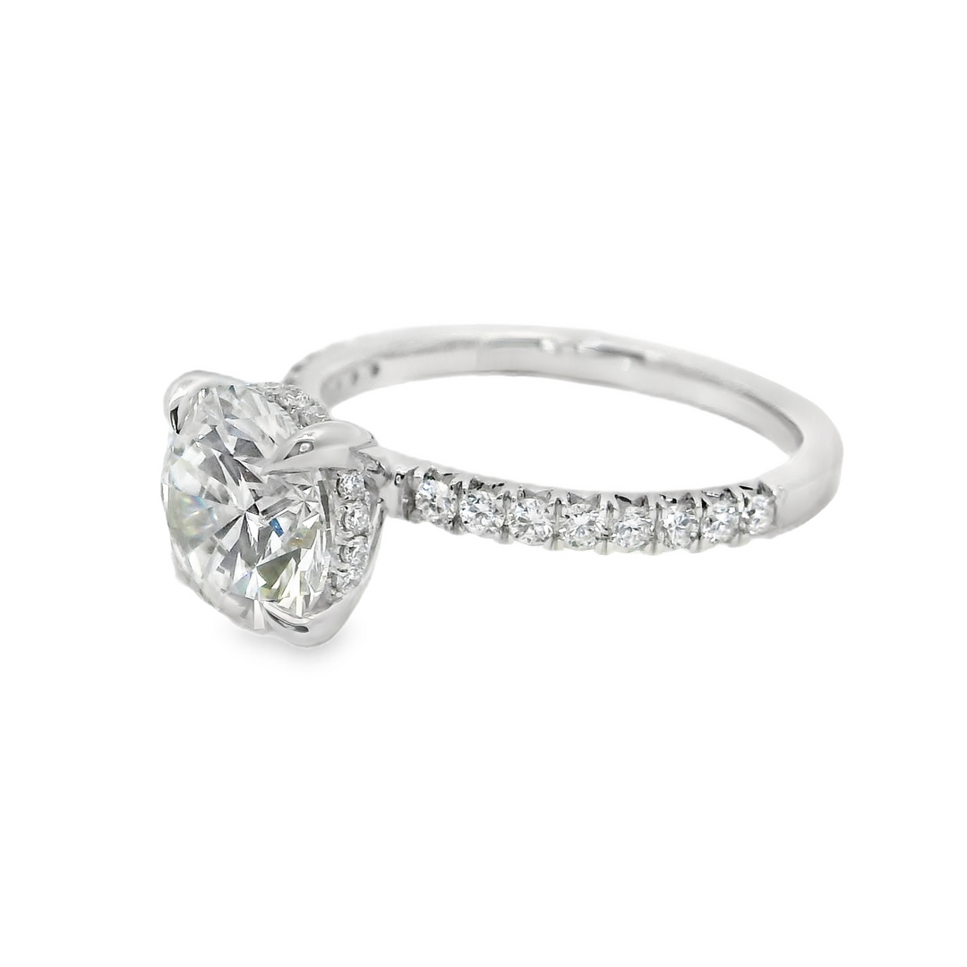 2.32 TCW Round Lab Diamond Pavé Engagement Ring in 14K White Gold