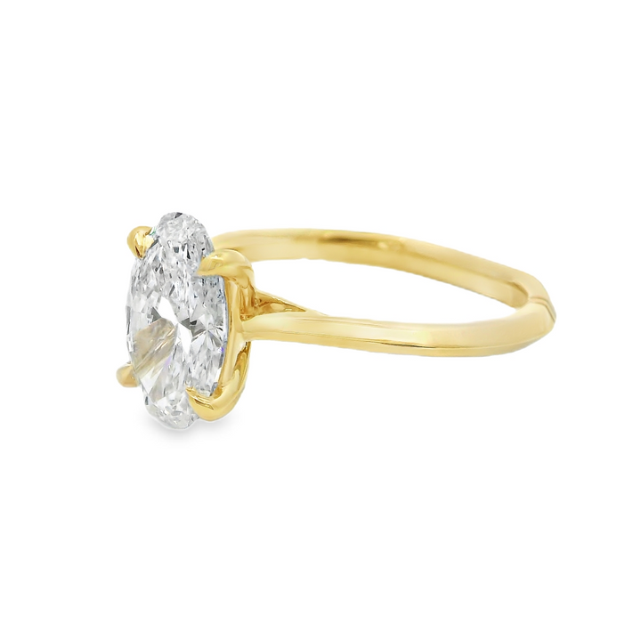 2.01 CT Oval Lab Diamond Solitaire Engagement Ring in 14K Yellow Gold