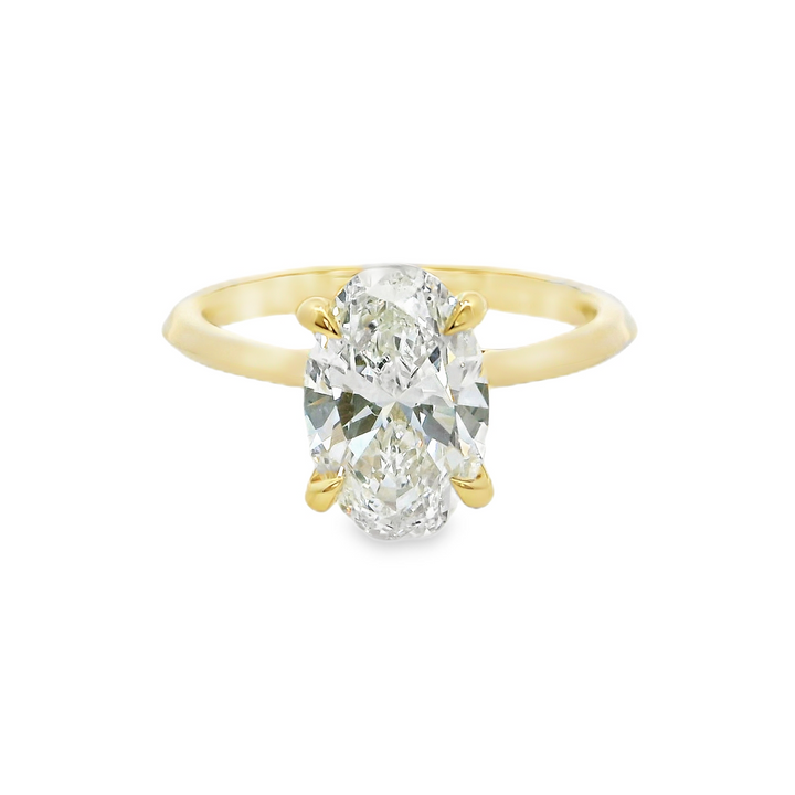 2.01 CT Oval Lab Diamond Solitaire Engagement Ring in 14K Yellow Gold