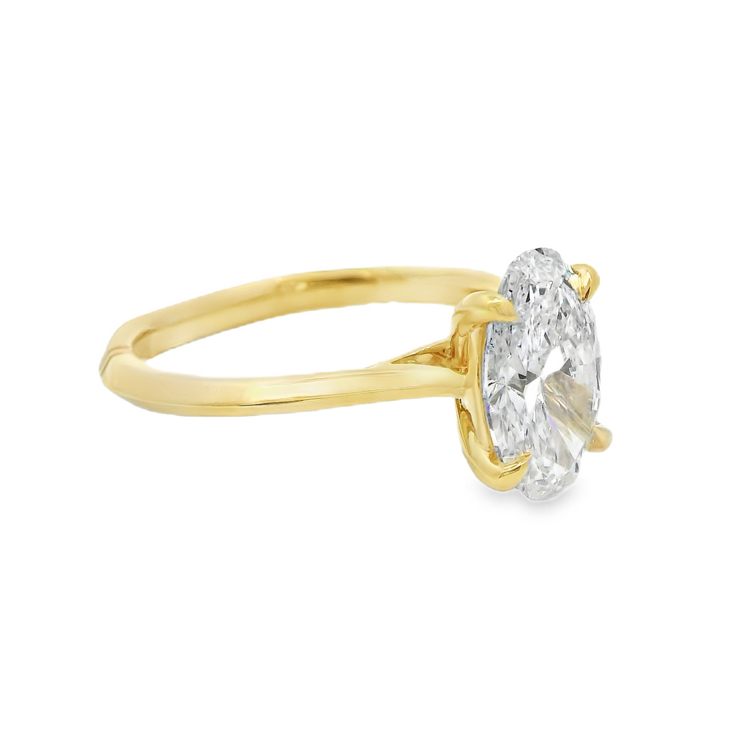 2.01 CT Oval Lab Diamond Solitaire Engagement Ring in 14K Yellow Gold