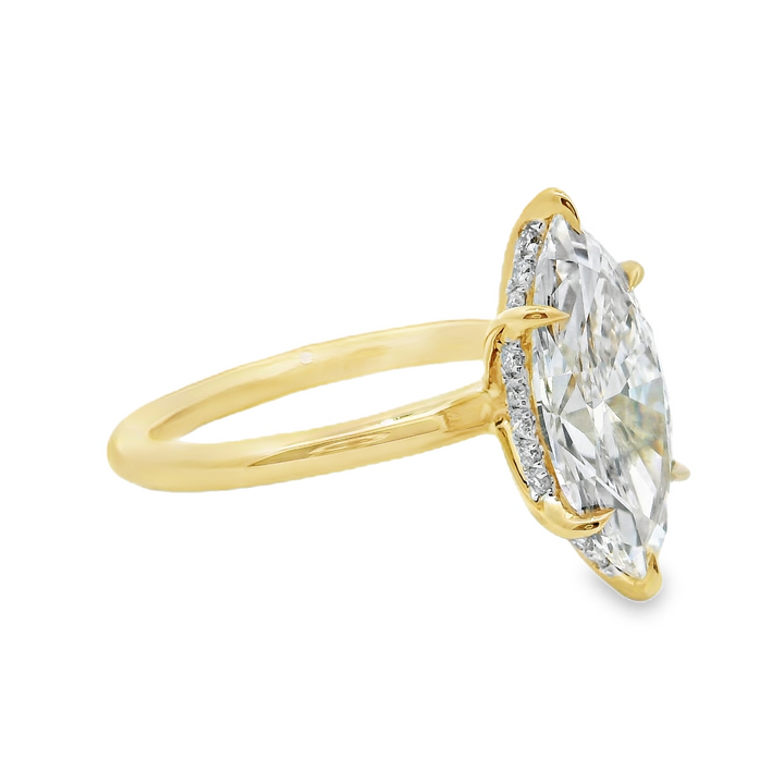 3.03 CT Marquise Lab Diamond Solitaire Engagement Ring in 14K Yellow Gold