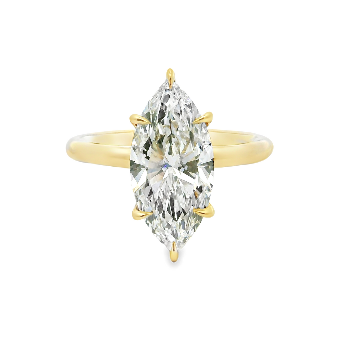 3.03 CT Marquise Lab Diamond Solitaire Engagement Ring in 14K Yellow Gold