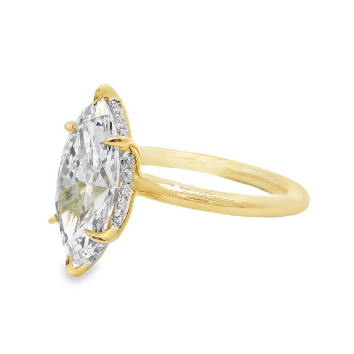 3.03 CT Marquise Lab Diamond Solitaire Engagement Ring in 14K Yellow Gold