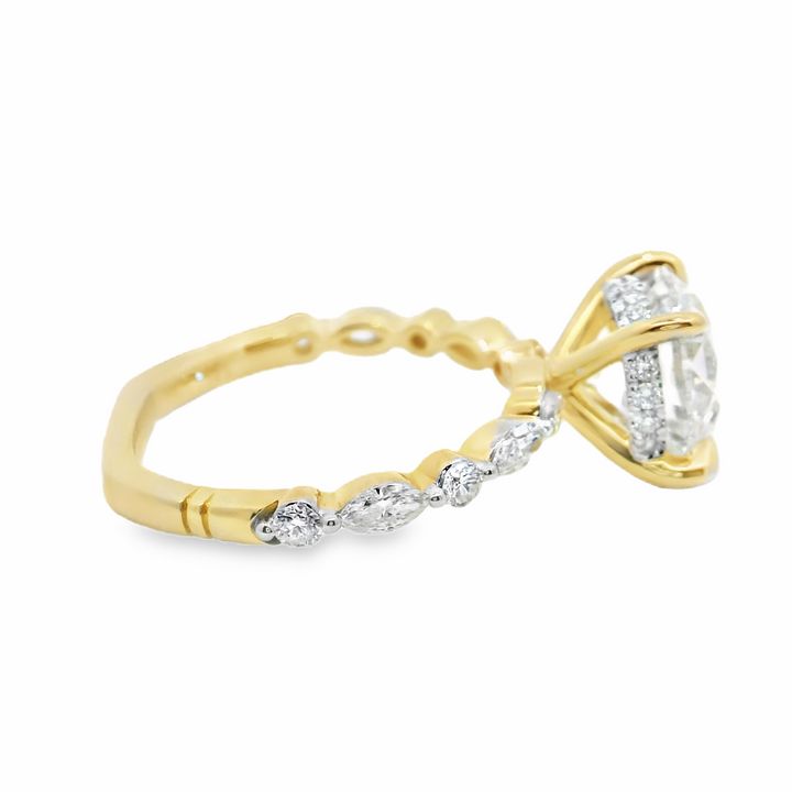 3.61 TCW Round Lab Diamond Stylish Engagement Ring in 14K Yellow Gold