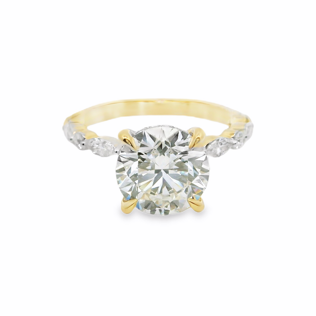 3.61 TCW Round Lab Diamond Stylish Engagement Ring in 14K Yellow Gold