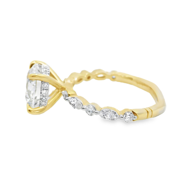 3.61 TCW Round Lab Diamond Stylish Engagement Ring in 14K Yellow Gold