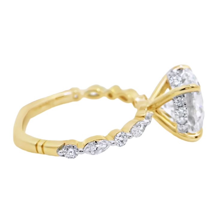 4.69 TCW Round Lab Diamond Stylish Engagement Ring in 14K Yellow Gold