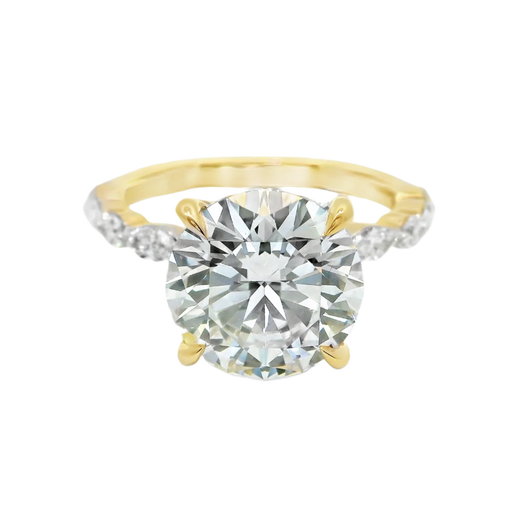 4.69 TCW Round Lab Diamond Stylish Engagement Ring in 14K Yellow Gold