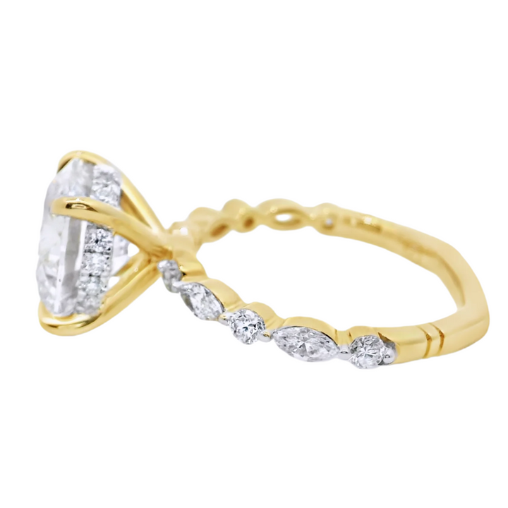 4.69 TCW Round Lab Diamond Stylish Engagement Ring in 14K Yellow Gold