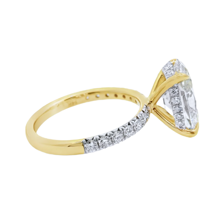 4.56 TCW Oval Lab Diamond Pavé Engagement Ring in 14K Yellow Gold