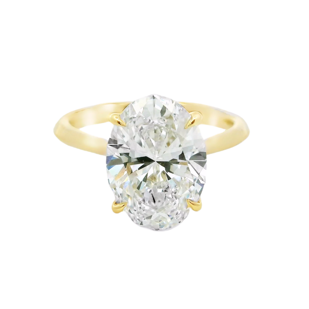 4.02 CT Oval Lab Diamond Solitaire Engagement Ring in 14K Yellow Gold