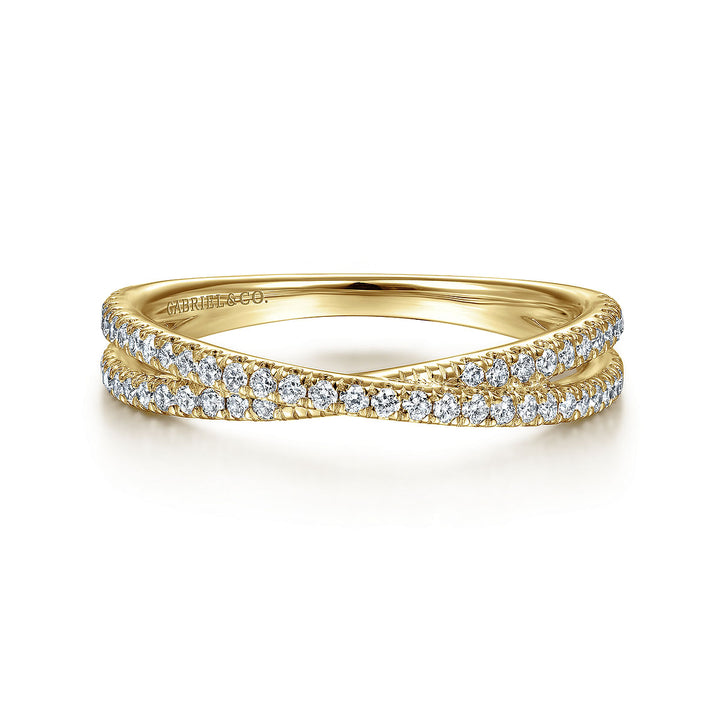 14K Yellow Gold Criss Cross Diamond Stackable Ring LR51169Y45JJ