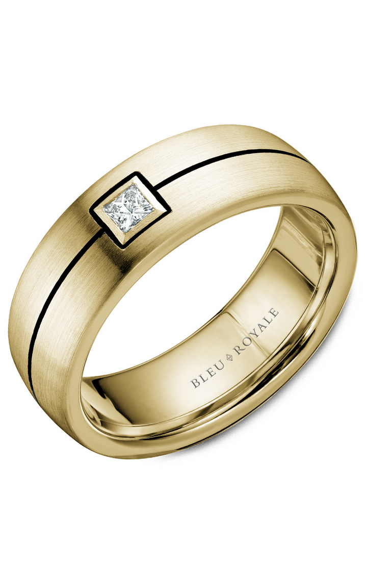 Bleu Royale Men's Wedding Band RYL-027YDBLK75