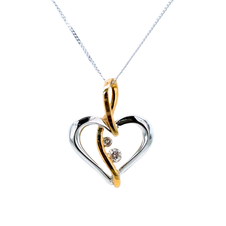 0.10 Ct Diamond Two-Tone Heart Necklace