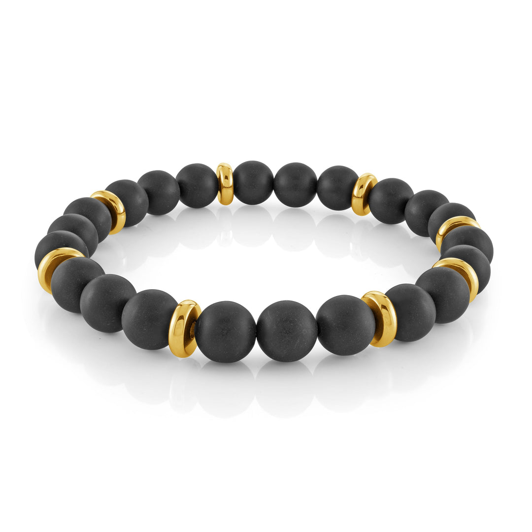 Italgem Gold Accent Black Beaded Bracelet at Golden Tree Jewellers