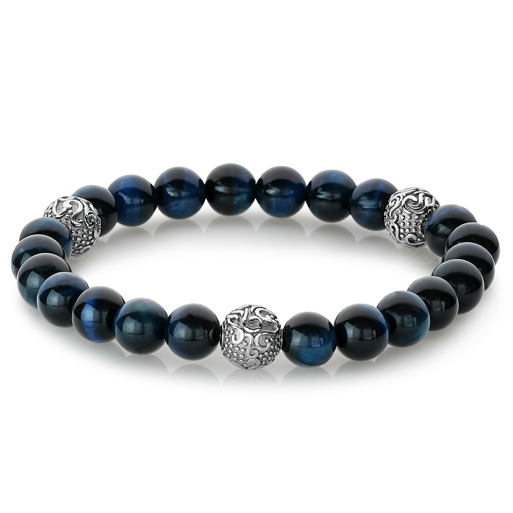 Italgem Blue Steel Beaded Bracelet 8mm at Golden Tree Jewellers