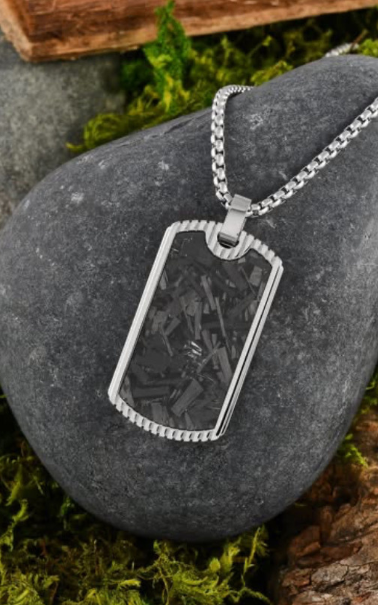 Carbon Fibre Dog Tag Necklace