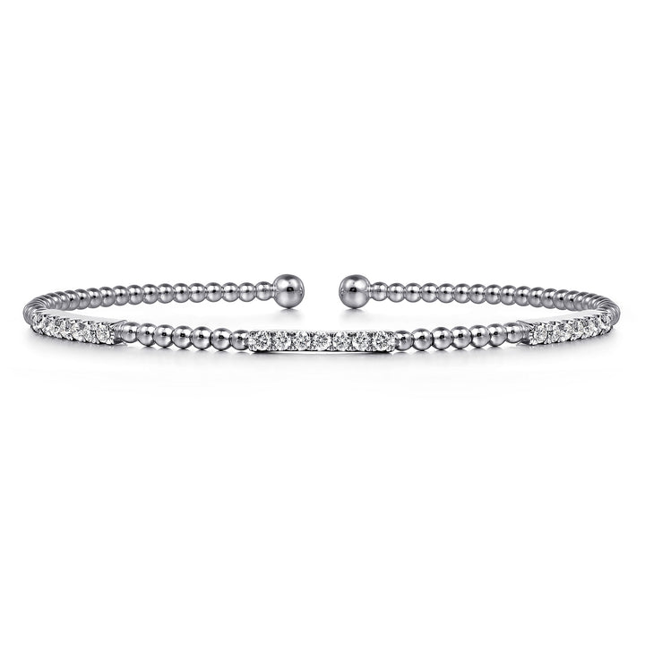 14K White Gold Bujukan Diamond Stations Bangle BG4217-62W45JJ