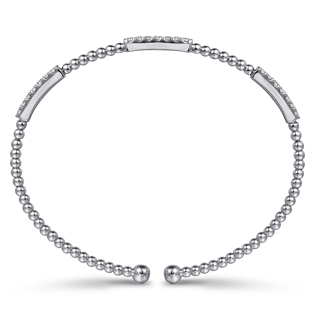 14K White Gold Bujukan Diamond Stations Bangle BG4217-62W45JJ