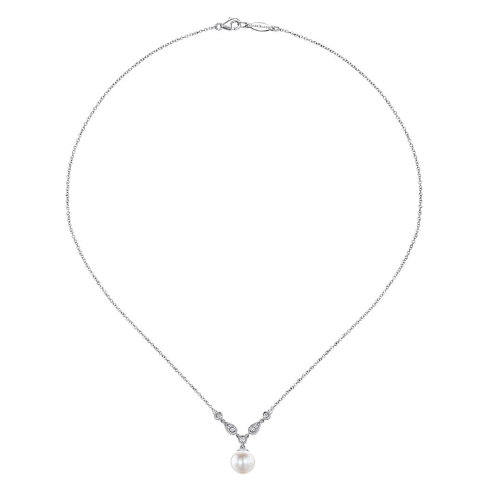 14K White Gold Cultured Pearl and Diamond Accent Necklace NK1420W45PL