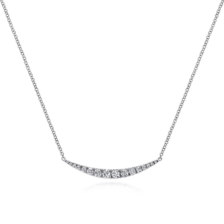 14K White Gold Curved Diamond Bar Necklace NK4879W45JJ