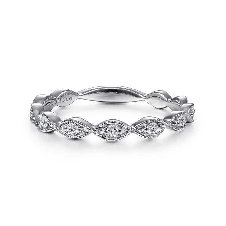 14K White Gold Twisted Diamond Stackable Ring LR51178W45JJ