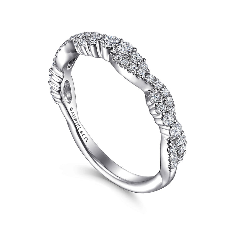 14K White Gold Twisted Diamond Stackable Ring LR51915W45JJ