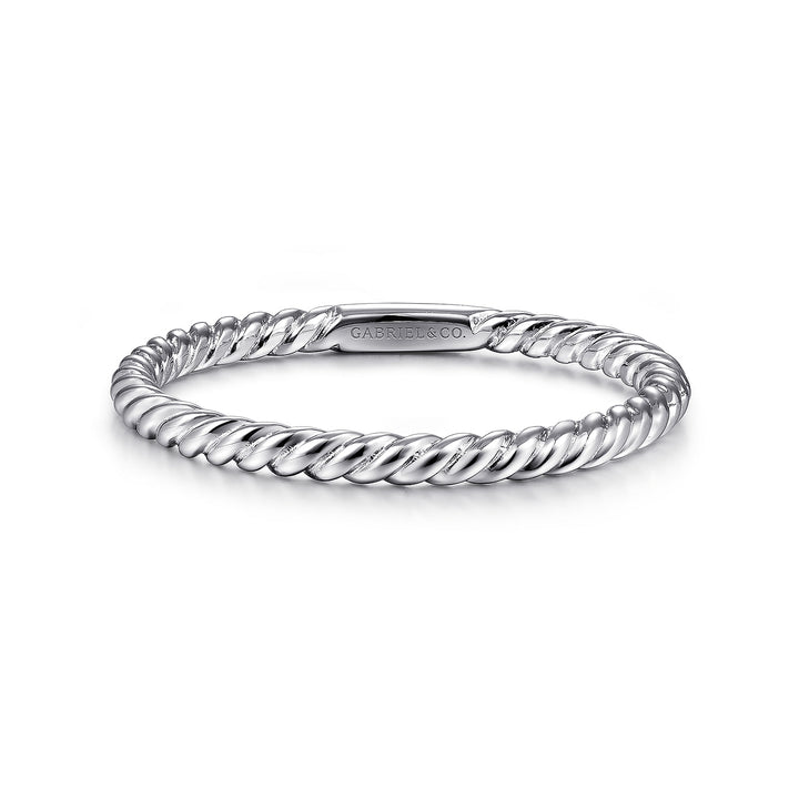 14K White Gold Twisted Rope Stackable Ring LR51173W4JJJ