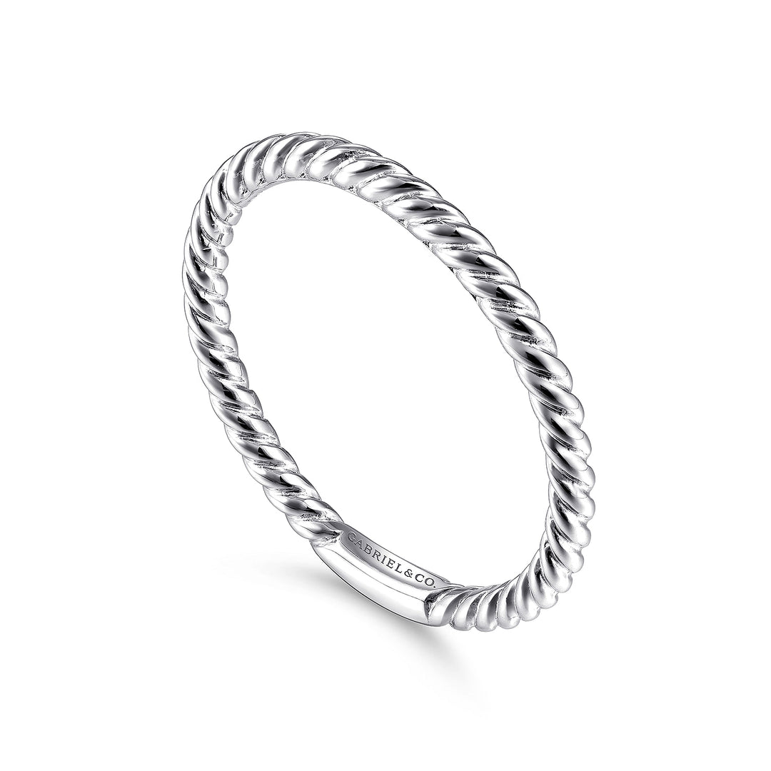 14K White Gold Twisted Rope Stackable Ring LR51173W4JJJ