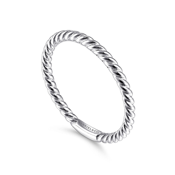 14K White Gold Twisted Rope Stackable Ring LR51173W4JJJ