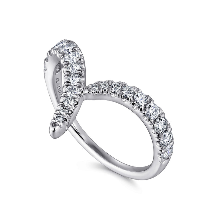 14K White Gold V Shaped Bypass Diamond Ring LR51302W45JJ