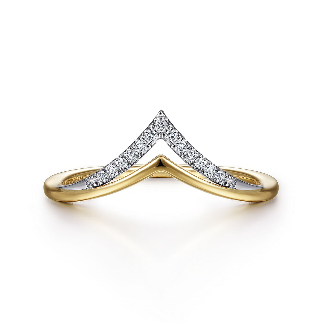 14K White-Yellow Gold Diamond Chevron Ring LR51826M45JJ